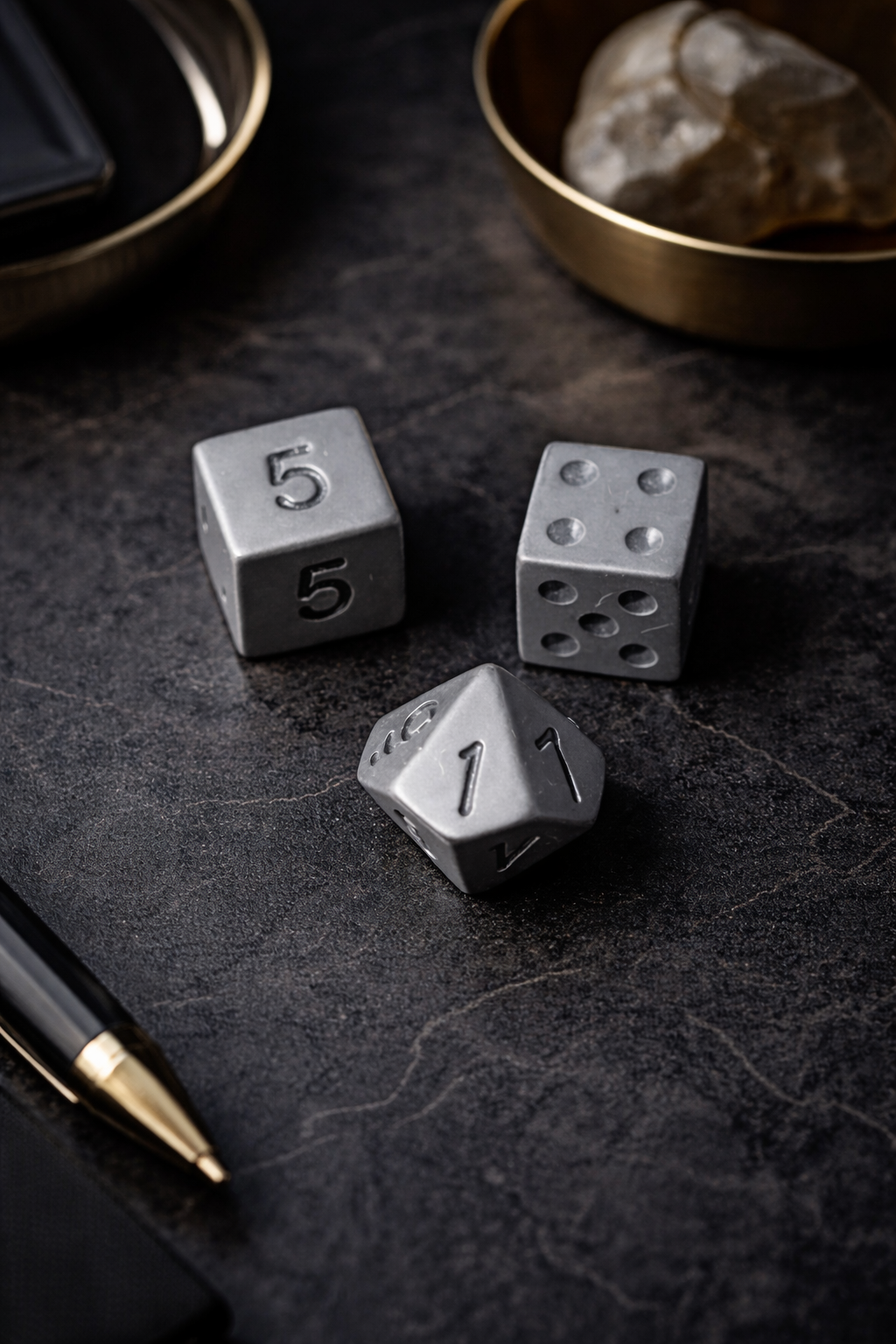 Minimalist Premium Dice Set – Black Matte Acrylic (3 Pieces)